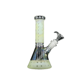 8 inch glow in the dark glass bicker bong with star pattern and ice catcher.