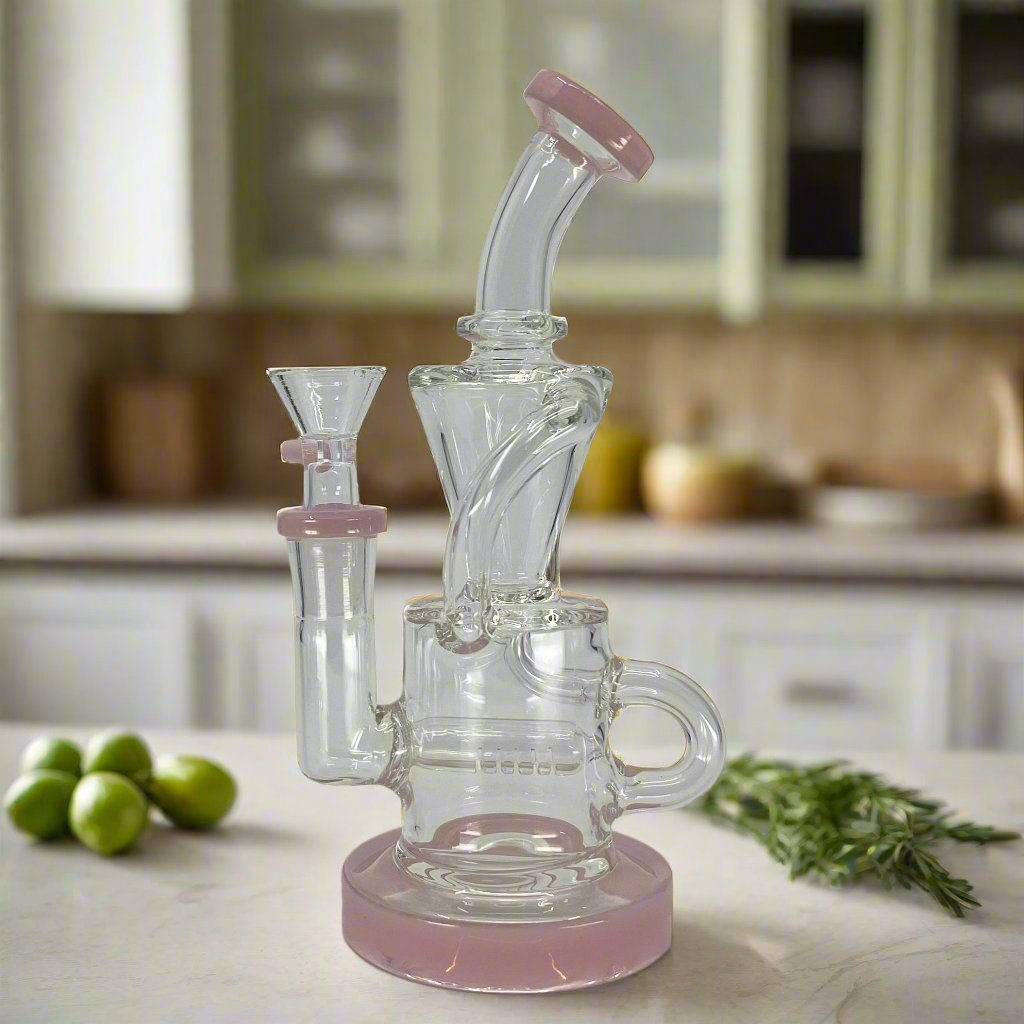 Cute Inline recycle Dab Rig with inline percolator and recycling design for smooth hits.