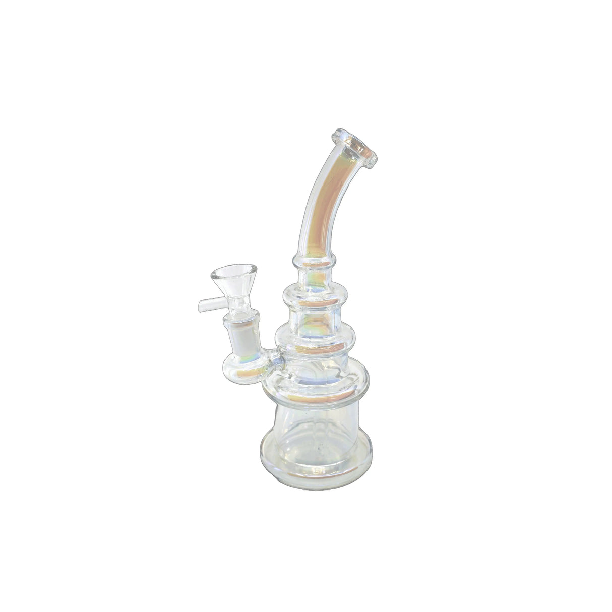 8" metallic color changing dab rig with artistic design and captivating light effects.