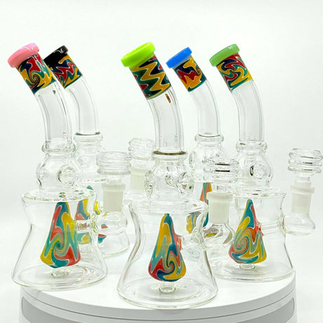 8" Rainbow Twist Shower Head Dab Rig - SmokeMEGA