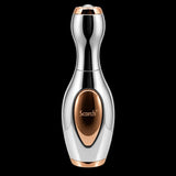 A handheld beauty device with a polished chrome silver body and rose gold accents, featuring the brand name 'Scorch' on a metallic oval panel on the front, set against a plain white background.