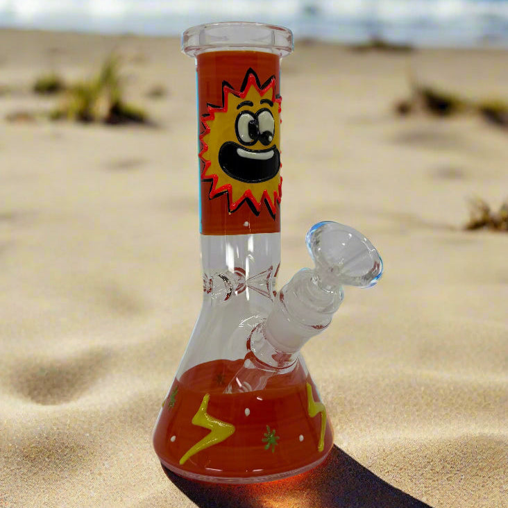 8" Glow In Dark Multi Design Beaker Bong with 3D ART