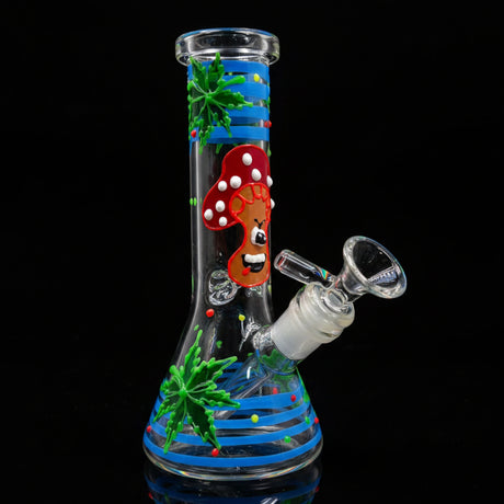 8" Glow In Dark Multi Design Beaker Bong with 3D ART