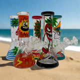 8" Glow In Dark Multi Design Beaker Bong with 3D ART