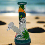 8" Glow In Dark Multi Design Beaker Bong with 3D ART