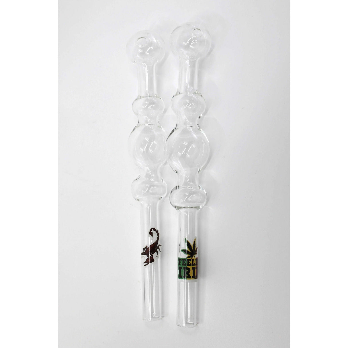 9.5" Four Bubble Glass Oil Burner Clear with decorative elements, high-quality borosilicate glass design.