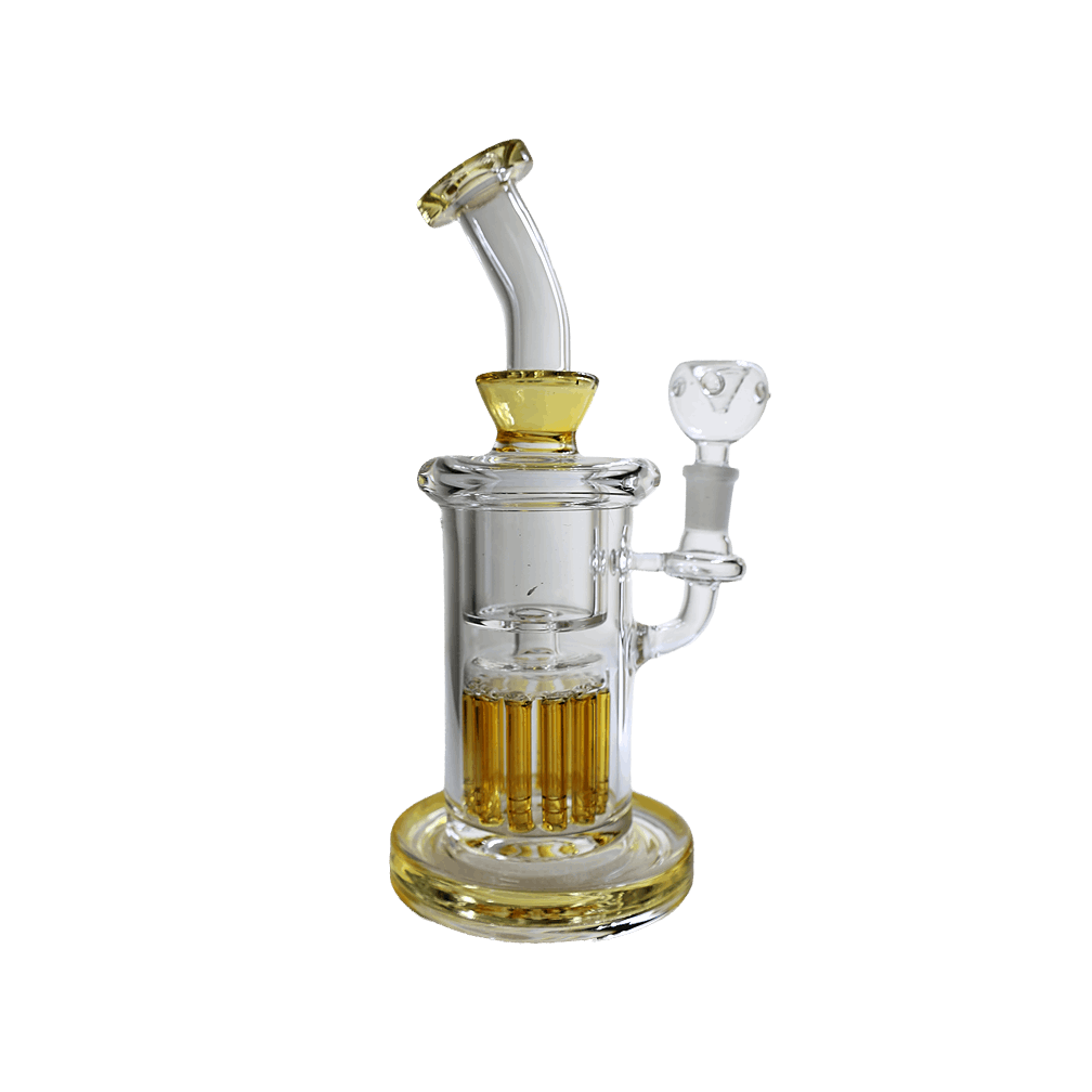 Bent Neck Tree Perc Color Trim Separate Chamber Glass Water Pipe