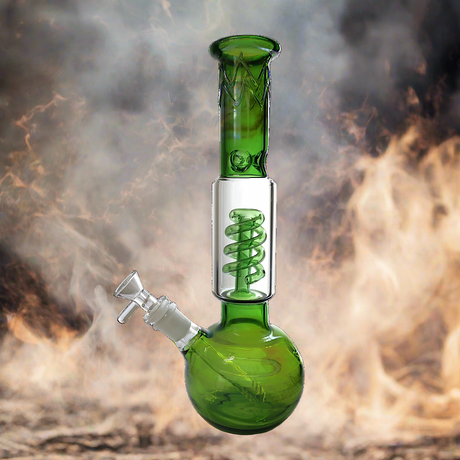 Fumed Spiral Perc Beaker Cheef Glass Water Pipe Bong 11" with Spiral Percolator and Fumed Design