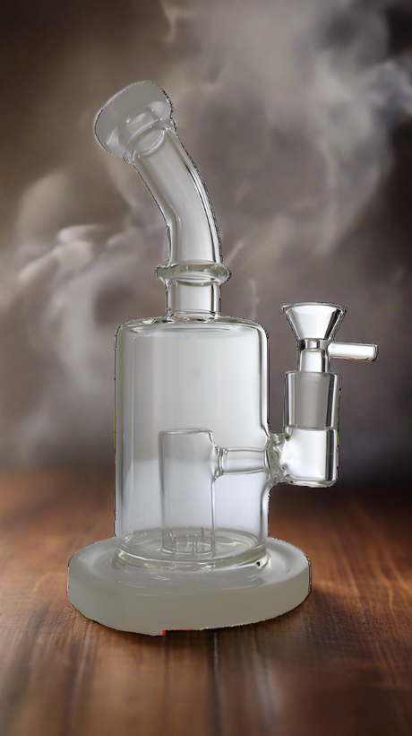 BONG | Glass Bubbler with Slitted Perc Water Pipe Bong 9"