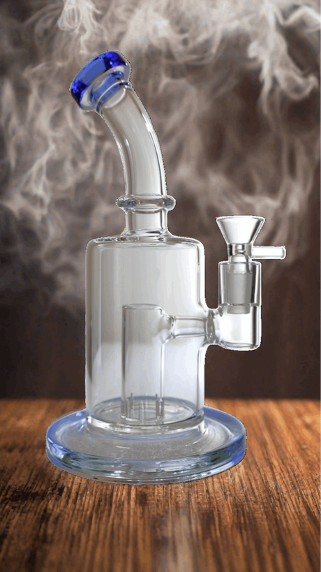 BONG | Glass Bubbler with Slitted Perc Water Pipe Bong 9"