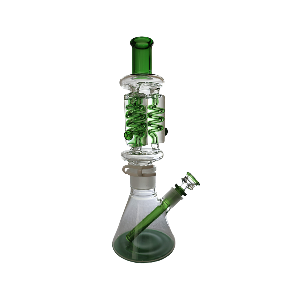 Green Triple Coils Freezable 14 Inch Bong