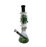 Glycerin bong with triple freezable coils and 14-inch height for enhanced cooling and smoke filtration.