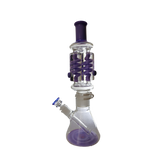 Triple coils freezable 14 inch glycerin bong with purple accents and enhanced filtration.