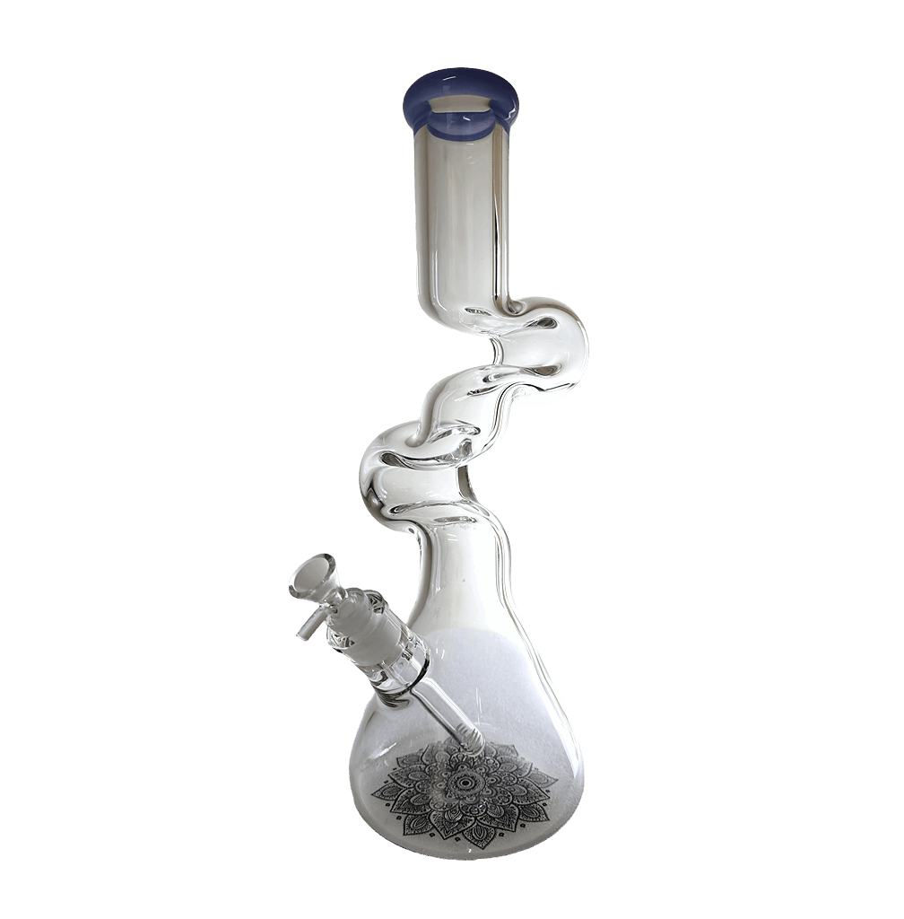 Bong | Flower Design Thick Big Z Shaped Twisted