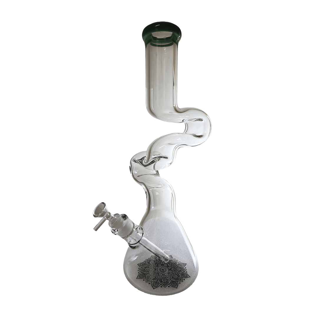 Flower Design Thick Big Z Shaped Twisted Bong 16"