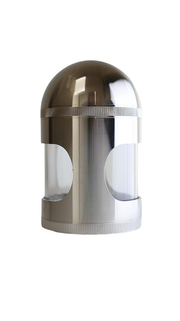 5-part dome top metal grinder with transparent window