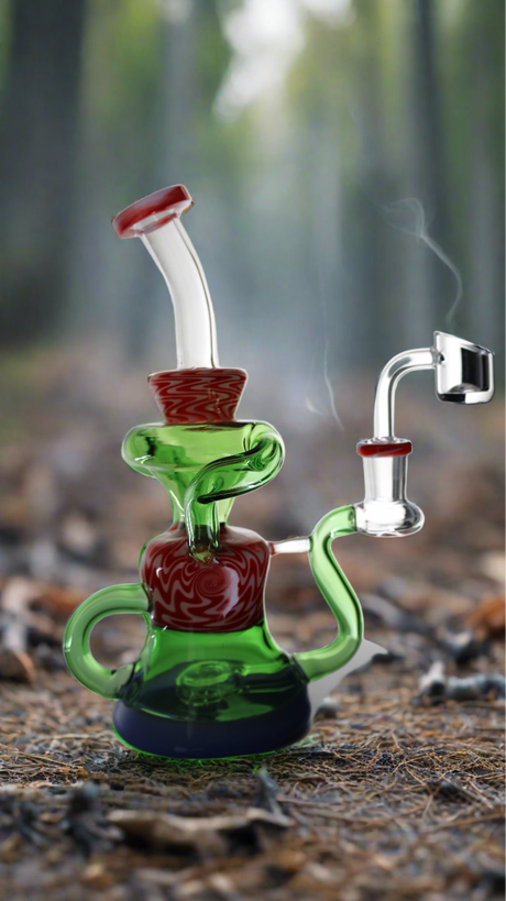 DAB RIG | TRIPLE CANDY COLORED TWISTED PECULATOR DAB RIG 8.5"