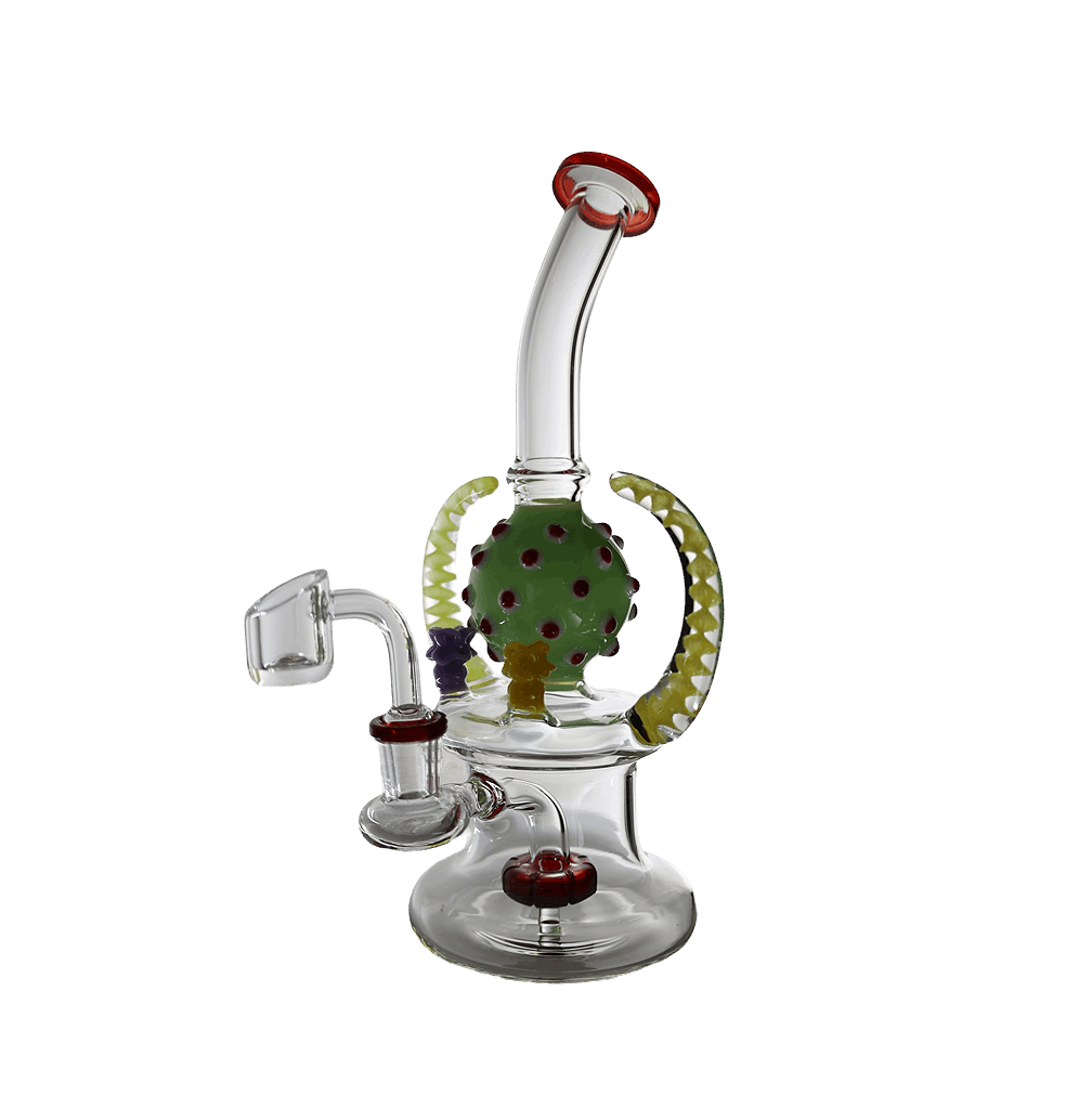 BONG | Bent Neck Double Horn With Showerhead Perc Waterpipe Bong 7.5"