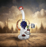 BONG | Bent Neck Double Horn With Showerhead Perc Waterpipe Bong 7.5"