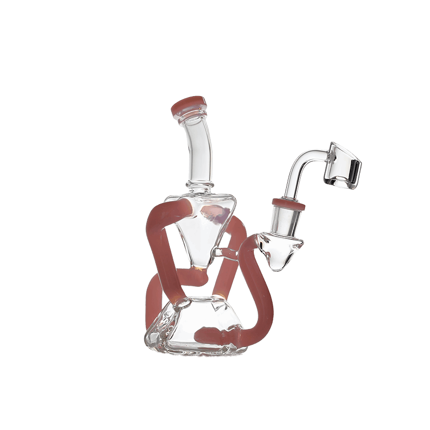 Bent Neck Double Chamber Recycler Water Pipe Bong 8" with ergonomic design and durable construction.