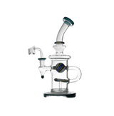 Bent Neck Thick Crystal Glass Recycle Dab Rig 9" with recycler design and detachable parts.