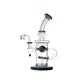 Bent Neck Thick Crystal Glass Recycle Dab Rig 9" with recycler design and bent neck.