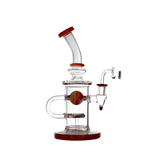 Bent Neck Thick Crystal Glass Recycle Dab Rig 9" with durable construction and innovative recycler design for smooth hits.