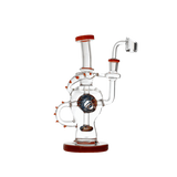 Hollow Base Cylinder Recycler Glass Water Pipe 8.5" Dab Rig with Quartz Banger, Borosilicate Glass, Efficient Filtration.