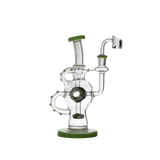 Hollow Base Cylinder Recycler Glass Water Pipe Dab Rig with Quartz Banger, 8.5-inch, Borosilicate Glass.