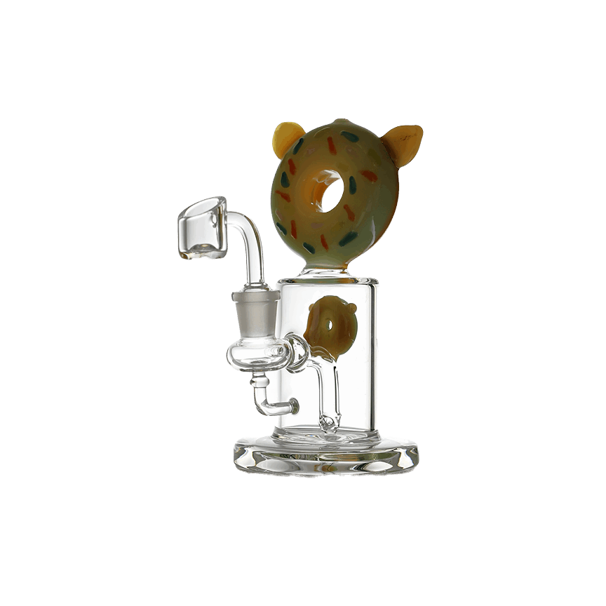 Double Donut Shape Thick Glass Dab Rig 6.5" with double donut design and thick glass construction.