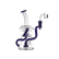 Bent Neck Triple Arm Recycler Bong with colored accents and stable base, made of premium borosilicate glass.