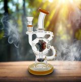 Dab Rig | Hollow Base Cylinder Recycler Glass Water Pipe 8.5"