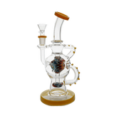 Hollow Base Cylinder Recycler Glass Water Pipe Dab Rig 8.5" with quartz banger.