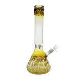 15" Color Art American Made Beaker Bong with Yellow Design and 5mm Thickness