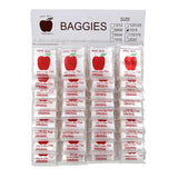 Apple Baggies, 1515 and 2020 sizes, resealable zip-top, clear polyethylene plastic.