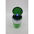 LED ashtray with open clamshell design and blue light.