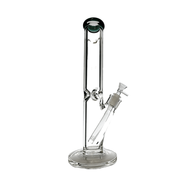 Glass water bong, 14-inch refined straight shooter, sleek design, high-quality glass.