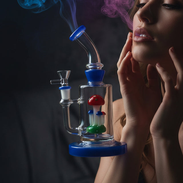 BONG | Bent Neck Mushroom Perc Water Pipe Bong 8"