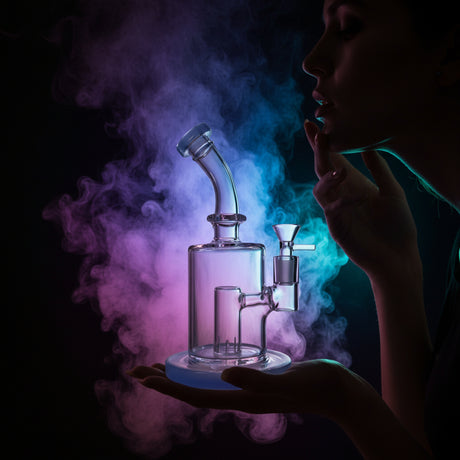 BONG | Glass Bubbler with Slitted Perc Water Pipe Bong 9"