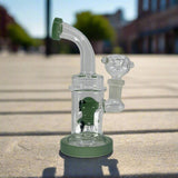 Bent Neck Dab Rig with Animal Insult Design, borosilicate glass, portable and durable.