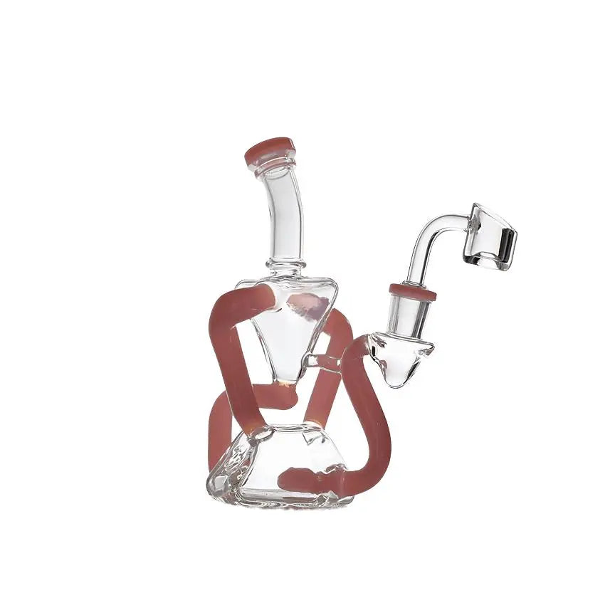 Bong | Bent Neck Double Chamber Recycler Water Pipe Bong 8"