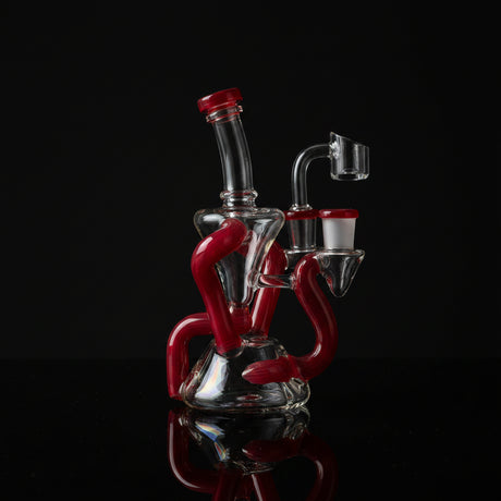 Bong | Bent Neck Double Chamber Recycler Water Pipe Bong 8"