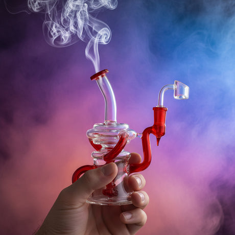 Bong | Bent Neck Triple Arm Recycler Bong - SmokeMEGA