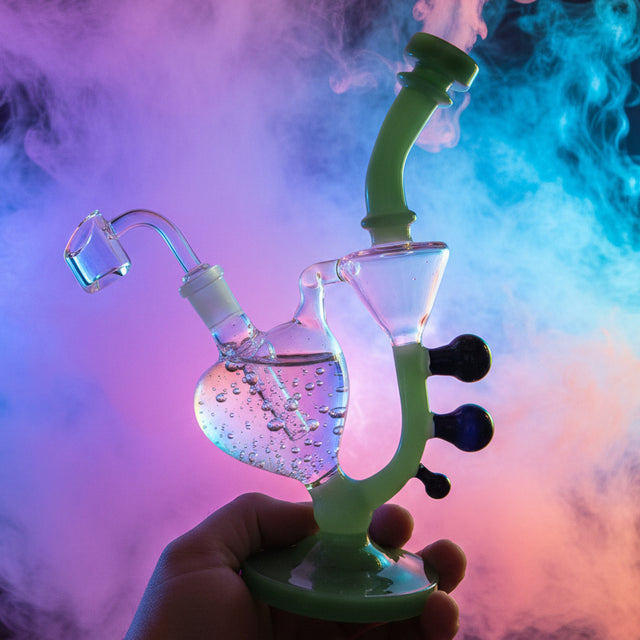 Bong | Handmade Recycler Heart Shape Bong 8"