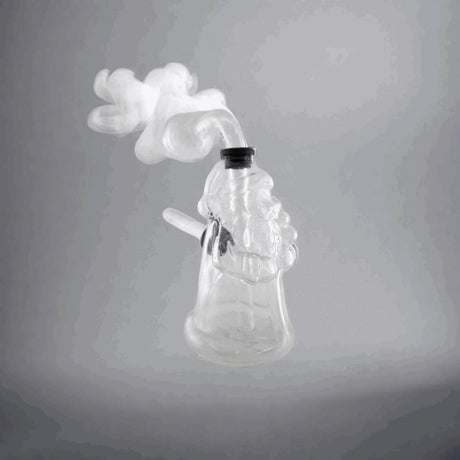 clear glass double sided skull oil rig with smoke effects