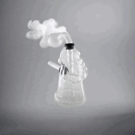 CLEAR GLASS DOUBLE SIDED SKULL OIL RIG - SmokeMEGA