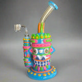 Craft art Halloween special dab rig with colorful festive design, 10-inch tall.