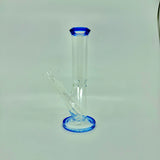Crystal clear 9 inch Straight Water Bong With Color Mouth And Base - SmokeMEGA