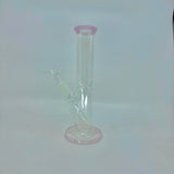 Crystal clear 9 inch Straight Water Bong With Color Mouth And Base - SmokeMEGA