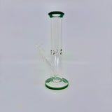 Crystal clear 9 inch Straight Water Bong With Color Mouth And Base - SmokeMEGA